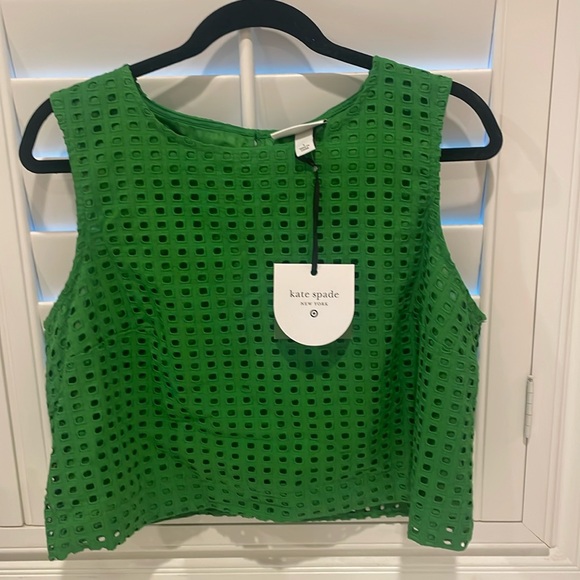 NWT! Kate Spade x Target Size Large Eyelet Shell Tank Top Shirt Blouse Green L 💯 - Picture 1 of 8